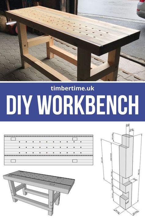 This is the only Workbench you need to build for your woodworking shop! T-Track Profiles, 19mm hole grid, clamping solutions, woodworking vice - this workbench has it all! Free DIY Workbench Plans at timbertime.uk DIY Workbench Workbench Ideas Workbench Vice Woodworking Plans Diy Workbench Plans, Workbench Vice, Simple Workbench Plans, Woodworking Vice, Workbench Ideas, Building A Workbench, Workbench Plans Diy, Wood Furniture Plans, Woodworking Shop Layout