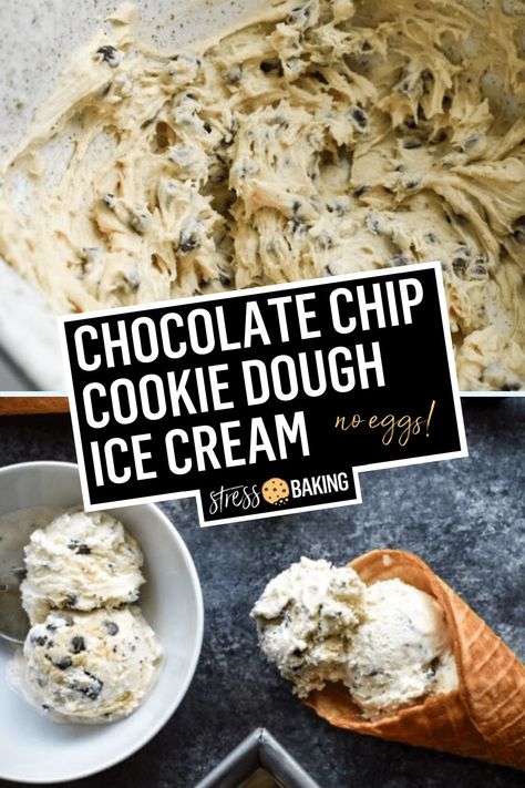 Homemade Cookie Dough Ice Cream, Cookie Dough Ice Cream Recipe, Kitchen Aid Ice Cream, Chocolate Chip Cookie Dough Ice Cream, Homemade Cookie Dough, Ice Cream Maker Recipes, Cookie Dough Ice Cream, Frozen Dessert Recipe, Homemade Waffles