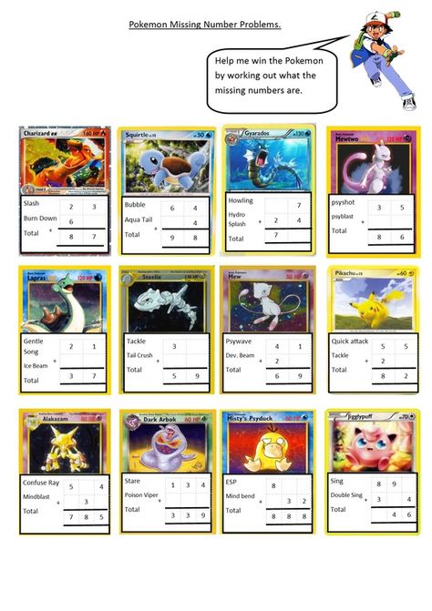 Amazing math resources Pokemon Math Activities, Pokemon Math Worksheets, Pokemon School Activities, Pokemon Math, Pokémon Classroom, Pokemon Activities, Pokemon Club, Make Your Own Pokemon, Pokemon School