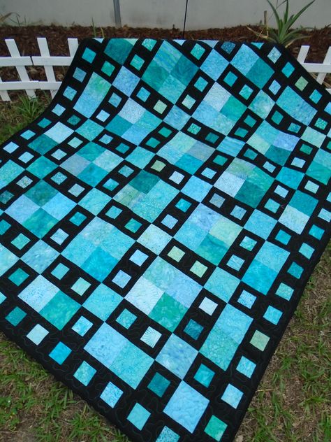 Sea Glass Quilt, Aqua Quilt, Teal Quilt, Dark Aqua, Batik Quilts, Blue Green Color, Quilt As You Go, Turquoise Background, Green Quilt