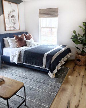 Position of the bed near wall n the rug placement Bedroom Bed Against Wall, Rug Placement Bedroom, Boys Bedroom Rugs, Bed Against Wall, Rug Under Bed, Bedroom Rug Placement, Teenager Bedroom Boy, Rug Placement