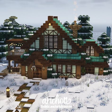 Cottage Layout Minecraft, Minecraft Cottage Mansion, Minecraft Snow Cottage, Simple Cute Minecraft Houses Cottage, Pretty Minecraft Houses Cottage, Cottage Minecraft House Plans, Minecraft Houses Snow Biome, Minecraft Spruce Cottage, Minecraft Cottage Core Builds