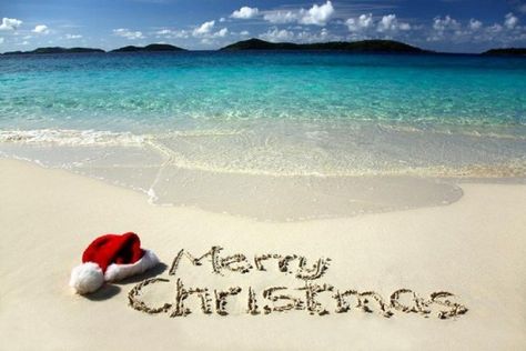 Wallpapers Tagged With Sea Page - Merry Christmas Beach Scene - HD Wallpaper Merry Christmas Beach, Christmas Menus, Beach Christmas Card, Caribbean Christmas, Holiday Card Pictures, Christmas Beach, Florida Christmas, Beach Pink, Holiday Banner