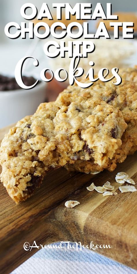 Indulge in the perfect blend of chewy oats and rich chocolate with this easy oatmeal chocolate chip cookies recipe. Soft, hearty, and utterly irresistible, these cookies are a classic treat for all ages. Discover the magic of homemade goodness with this easy recipe today! #oatmealchocolatechipcookies #bestoatmealchocolatechipcookies #cookiemagic #recipeforoatmealchocolatechipcookies Chocolate Oatmeal Chocolate Chip Cookies, Chocolate Oatmeal Chip Cookies, Oatmeal Peanut Butter Chip Cookies, Choco Chip Oatmeal Cookies, Chewy Oatmeal Chocolate Chip Cookie Recipe, Oatmeal Raisin Chocolate Chip Cookies Chewy, Quacker Oats Oatmeal Cookies, Oatmeal Chocolate Chip Cookie Recipe Chewy, Oatmeal Chocolate Chip Cookie Recipe Easy