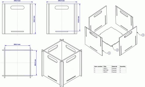 DIY Collapsible Storage: Easy Laser Cut Plan!  Free project to make a handy storage box that folds flat. #DIYStorage #LaserCutting #FreeProject #CollapsibleBox #StorageSolutions #CraftProjects #EasyDIY Wooden Box Plans, Assembly Drawing, Box Cnc, Stackable Furniture, Flat Plan, Cnc Furniture Plans, Decorative Wooden Boxes, Drawing Furniture, Presentation Board Design