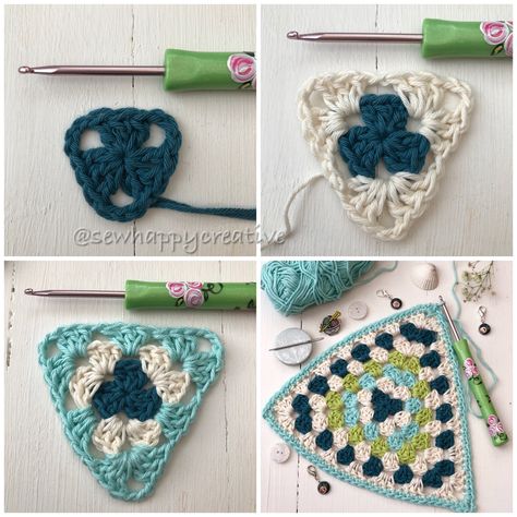 Crochet Triangle Granny, Crochet Triangles, Crochet Triangle Pattern, Granny Triangle, Crochet Hexagons, Granny Square Pattern Free, My Lovely Friend, Crochet Triangle, Custom Crochet