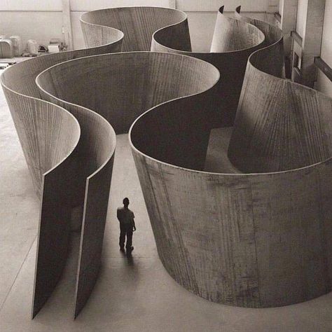 Concept Models Architecture, Richard Serra, Guggenheim Museum, Brutalism, Concept Architecture, Land Art, Architectural Digest, Architecture Model, Exhibition Design