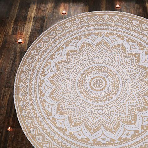 Amazon.com: Large Round Size Golden Tapestry Wall Hanging - Hippie Mandala Tapiz Tapestries Cotton Bedding Bohemian Boho Beach Drom Room Decor Decorative Bedspread Wandteppich Tablecloth (48 inches round): Everything Else Round Tapestry, Tapestry Bedding, Dorm Wall Art, Handmade Tapestries, Hippie Tapestry, Bedroom Wall Hangings, Screen Printed Fabric, Round Table Covers, Screen Printing Designs