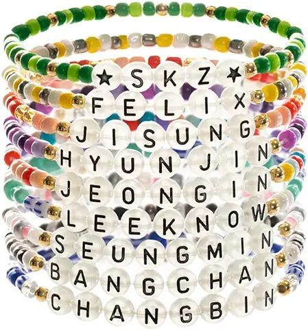 9pcs Kpop Stray Kids Merch Bracelets Stray Kids Ablum Bracelets SKZ Outfit Luminous Bracelet for Girls Teens Stray Kids Bracelet Ideas, Skz Bracelets, Skz Friendship, Kpop Bracelet Ideas, Kpop Bracelet, Merchandise Kpop, Kpop Gifts, Stray Kids Merch, Jewelry Kpop