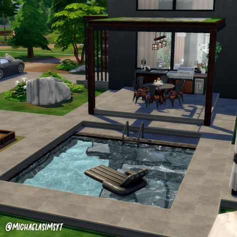 Couple and Parents Modern Home 🤎 One big house for an ambitious couple and one small house for one of their parents that share the lot with them! No CC and Maxis Match 🤎 Moonwood Mill || 30x30 || $103,629 the sims 4 house exterior || the sims 4 exterior || the sims 4 house || the sims 4 house ideas || sims 4 houses || sims 4 house plans #thesims4 #simshouse #simsbuild #showusyourbuilds #sims4maxismatch #sims4housebuild #simshome #dreamhouse #sims Sims 4 Backyard Ideas, Sims 4 Exterior, Sims 4 House Ideas, Sims 4 Speed Build, Sims 4 House Plans, Sims 4 House Building, Suburban House, Sims House Plans, Big House