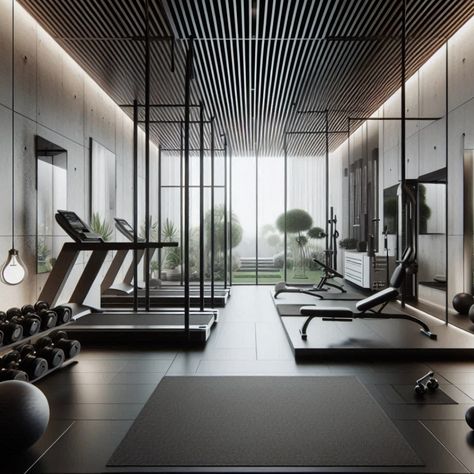 Elevate your home gym with contemporary style featuring sleek equipment and minimalist decor. Perfect for the modern fitness enthusiast! #ModernHomeGym #MinimalistDecor #SleekFitness #HomeWorkout #GymInspiration Home Gym Minimalist, Modern Home Gym, Small Home Gym Ideas, Small Home Gym, Gym Interior, Unique Workouts, Gym Ideas, Business Models, Gym Design