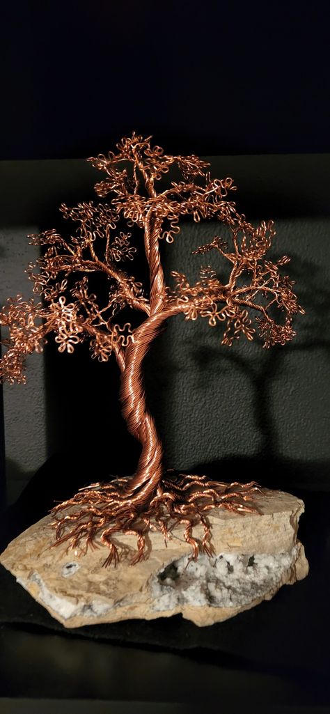 Copper tree on raw Strontium Titanate stone. Copper Wire Tree Of Life, Copper Tree, Copper Wire Tree, Copper Beech, Copper Wire Art, Beech Tree, Wire Tree Sculpture, Wire Trees, Wire Tree