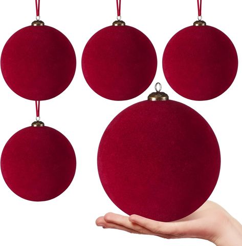 PullCrease 4 Pcs Velvet Christmas Balls 6 Inch Christmas Tree Decorations Christmas Ornaments Balls for Family Holiday Wedding Party Xmas Tree Hanging Decoration (Wine Red) Diy Baubles, Christmas Ornaments Balls, Tree Decorations Christmas, Amazon Christmas, Velvet Christmas, Decorations Christmas, Holiday Wedding, Amazon Gifts, Family Holiday