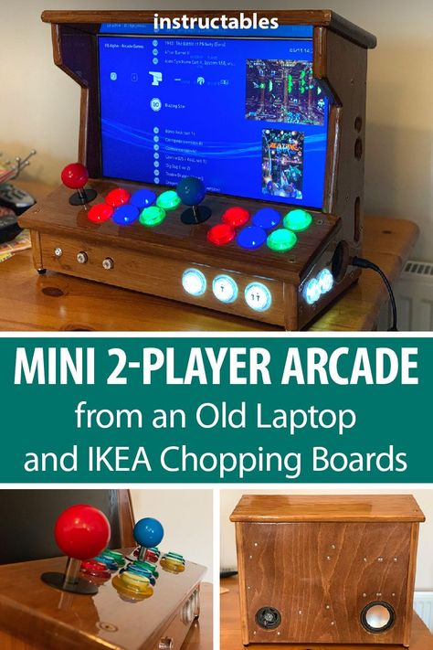 Arcade Diy Projects, Old Laptop Projects Diy, Instructables Projects, Arcade Cabinet Plans, Arcade Diy, Diy Arcade Cabinet, Old Laptop, Retro Arcade Machine, Geek Diy