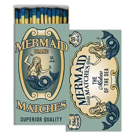 Mermaid Brand Match Box with Wooden Matches Decorative Matches, Match Boxes, Box Designs, Safety Matches, Match Box, Match Making, Box Design, Beautiful Decor, Hostess Gifts