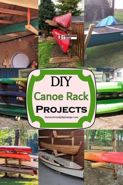 20 DIY Canoe Rack Projects Kayak Rack Diy, Diy Canoe, Canoe Storage, Canoe Rack, Diy Futon, Diy Rack, Wood Canoe, Kayak Storage, Kayak Rack