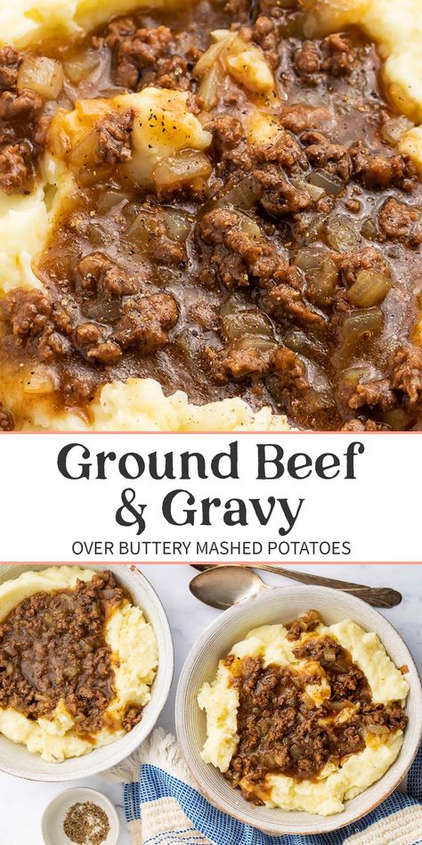 Ground Beef Gravy, Ground Beef And Gravy, Beef And Gravy, Snack Boards, Over Mashed Potatoes, Beef Gravy, Beef Casserole Recipes, Ground Beef Recipes Easy, Hamburger Recipes