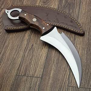 Karambit Knife - Fixed Blade with Sheath - Claw Knife wood Handle Sharp Blade - Camping Knives - Karambits for Men and Women - Best for Hiking Survival Hunting Fishing Claw Knife, Survival Hunting, Benchmade Knives, Wood Knife, Karambit Knife, Camp Knife, Hunting Fishing, Wood Handle, Swords