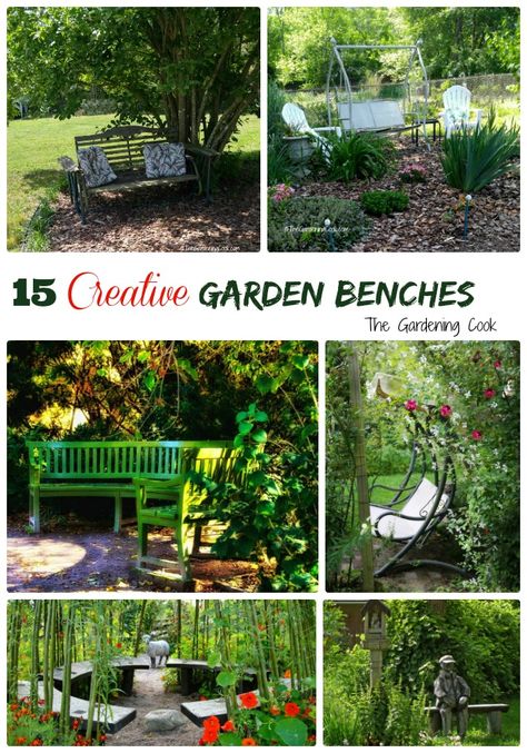 creative garden benches Vegetable Garden Seating Area, Bench In Landscaping, Bench In Landscaping Front Yard, Backyard Bench Garden, Garden Benches Ideas Landscaping, Outdoor Garden Bench Ideas, Garden Bench Ideas Landscaping Plants, Garden Bench Decorating Ideas, Garden With Bench Ideas