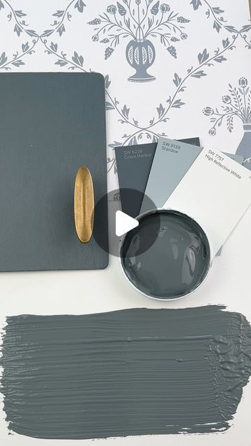 Loralee AhMu on Instagram: "Sherwin Williams Gray’s Harbor is a beautiful, moody blend of blue and gray.

Paired with white trim and natural wood elements, this color can instantly make your room feel chic and pulled together.

Whether you’re looking to create a modern coastal vibe or a classic, cozy retreat, Gray’s Harbor has a way of adding just the right amount of character to any room.

✨Have you tried this color in your home? We’d love to hear your thoughts about this color.

✨ Would you like a link to the wallpaper, swatches, cabinet color, or hardware? Type LINK  in the comments and I’ll send it to your DMs.

♥️Follow Simplee DIY for more paint and decor inspo.

#sherwinwilliamspaint #sherwinwilliams #swcolorlove #paintcolors #paintcolor #interiorpaint #interiorpainting #wallpaint # Perilous Grey Sherwin Williams, Sherwin Williams Grays Harbor Cabinets, Grays Harbor Cabinets, Sherwin Williams Grays Harbor, Sherwin Williams Grays, Wallpaper Swatches, Grays Harbor, Sherwin Williams Gray, Cabinet Color