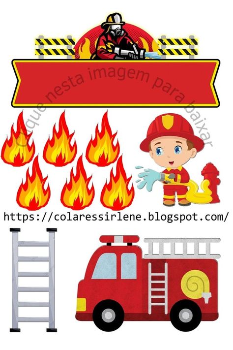 Fireman Sam Cake Topper, Fireman Cake Topper, Firefighter Birthday Cakes, Fireman Sam Cake, Christmas Stickers Printable, Fire Fighter Cake, Fireman Cake, Crown Cupcake Toppers, Firetruck Cake