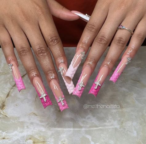 Nails For Baddies, Baddies Nails, White Tip Acrylic Nails, Birthday 22, Fye Nails, Butterfly Nail Designs, April Nails, Drip Nails, Polygel Nails