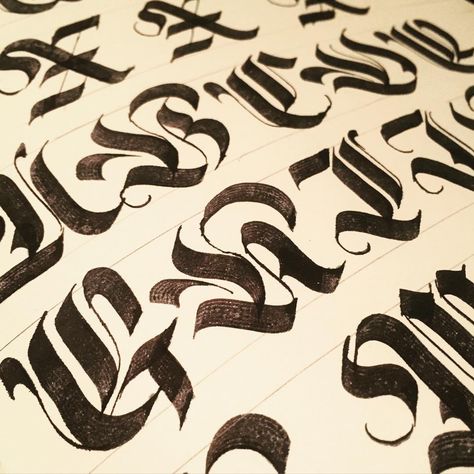 Fraktur alphabet by Jake Rainis Blackletter Calligraphy, Hand Drawn Alphabet, Hand Drawn Type, Gothic Fonts, Calligraphy Letters, Handwriting, Hand Lettering, Folk Art, Insurance