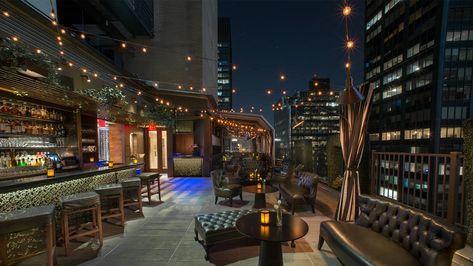 Upstairs — Bar Review | Condé Nast Traveler Manhattan Rooftop, New York Rooftop, Rooftop Bars Nyc, Nyc Attractions, Midtown Nyc, Nyc Rooftop, Nyc Hotels, Best Rooftop Bars, Rooftop Bars