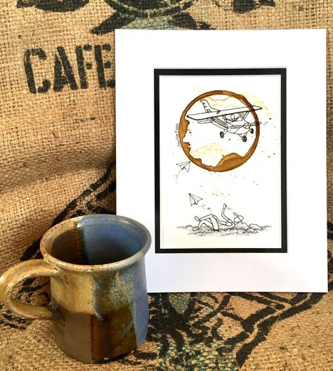 Coffee Ring Art, Coffee Ring Stain, Coffee Ring, Sketches Simple, 5x7 Print, Illustration Wall Art, Fun Illustration, Sketches Easy, Coffee Art