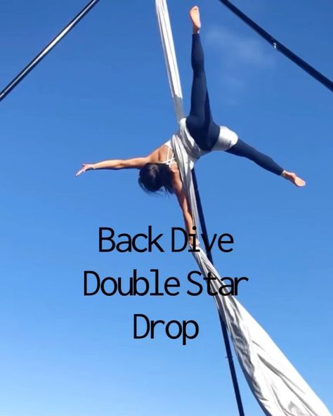 𝘈𝘦𝘳𝘪𝘢𝘭 𝘚𝘪𝘭𝘬𝘴| 𝘗𝘰𝘭𝘦 |𝘏𝘢𝘯𝘥𝘴𝘵𝘢𝘯𝘥 on Instagram: “DROP TUTORIAL - Back Dive Double Star 💫 ⁣ ⁣ ⁣ The prerequisite for this drop is a super confident and strong double star! If you’re able to…” Star Drop Aerial Silks, Aerial Silks Drops, Silk Image, Aerial Hoop Moves, Aerial Gymnastics, Aerial Hammock, Dropped Trucks, Aerial Hoop, Aerial Silks