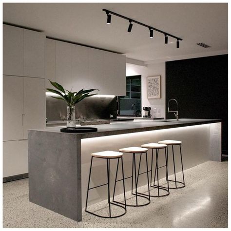 Phoenix Tapware on Instagram: “Friday Night Lights 💡  Our Blix Sink Mixer features in this dreamy kitchen space!  @thebrickieswife” Kitchen Decor Trends, Modern Kitchen Design Luxury 2020, Kitchen Design Modern White, Concrete Kitchen, Luxury Kitchen Design, Kitchen Design Decor, Modern Kitchen Design Luxury, Kitchen Room Design, Kitchen Inspiration Design