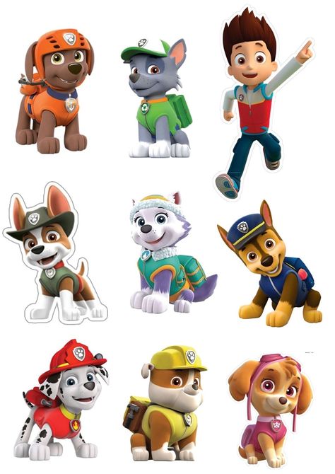 Paw Patrol All Characters, Paw Patrol Stickers Printable, Paw Patrol Stickers Free Printable, Psi Patrol Grafika, Paw Patrol Images Free Printable, Paw Patrol Characters Printable, Pow Patrol Cakes, Paw Patrol Cake Topper Free Printable, Paw Patrol Personajes