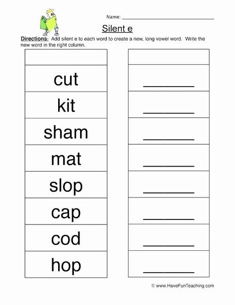 Silent E Worksheets for Kindergarten Silent K Words Worksheets Silent E Worksheets, Cvce Worksheets, E Worksheet, Long Vowel Words, Cvc Worksheets, Silent E, Vowel Worksheets, First Grade Worksheets, Long Vowel