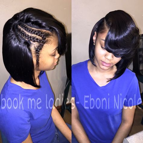 Side part Sew In Bob, Sew In Bob Hairstyles, Hairstyles Weave, Sew In Hairstyles, Mega Hair, Sew Ins, Hair Laid, Side Part, Sew In