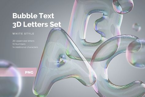 Bubble Text 3D Letters Set by Kotulsky Mockups on @creativemarket Cv Website, Ads Inspiration, Bubble Letter Fonts, Font Bubble, Text Bubble, Graphisches Design, 타이포그래피 포스터 디자인, Plakat Design, Bubble Letters