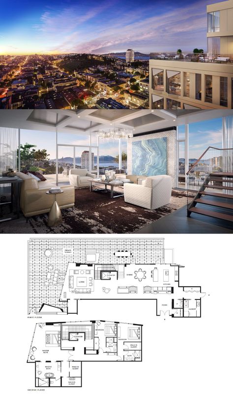 San Francisco penthouse sells for $32 million [Update] - Curbed SF 2 Story Penthouse Floor Plan, Small Penthouse Apartment Floor Plan, Small Penthouse Apartment, Penthouse Plan, Penthouse Floor Plan, Small Penthouse, Blueprints House, 2 Story Penthouse, Penthouse Apartment Floor Plan