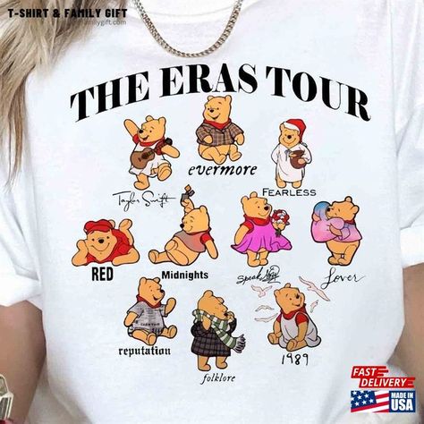 Winnie The Pooh Eras Tour Shirt Sweatshirt T-Shirt Classic Check more at https://tshirtfamilygift.com/product/winnie-the-pooh-eras-tour-shirt-sweatshirt-t-shirt-classic/ Winnie The Pooh Shirt, Eras Tour Shirt, Taylor Swift Shirts, Disney Winnie The Pooh, Birthday Wishlist, Tour Shirt, Disney Outfits, My Birthday, Eras Tour