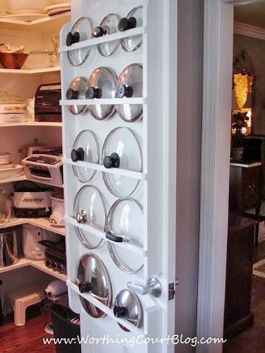 If you're handy, try building a flat rack into a pantry or closet door. The slim design that lids require won't add much bulk. Desain Pantry Dapur, Organiser Cucina, Diy Organizing, Kitchenware Design, Interior Dapur, Kabinet Dapur, Desain Pantry, Kitchen Pantry Design, Diy Kitchen Storage