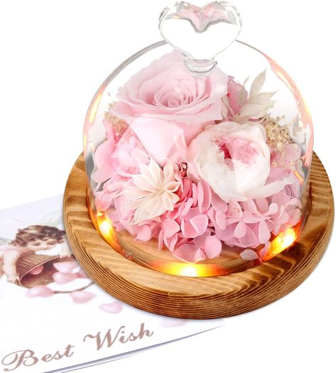 Preserved Flower Rose Gift for Women Mom, Light Up Fresh Flowers, Forever Pink Rose in Glass Dome, Birthday Flowers Gifts for Mothers Day, Roses Flowers for Delivery Prime for Anniversary Wedding Valentines Day Gift Basket Ideas, Valentines Day Gift Basket, Mother Day Ideas, Wood Foundation, Flowers For Delivery, Rose In A Glass, Forever Roses, Flowers For Mom, Eternal Rose