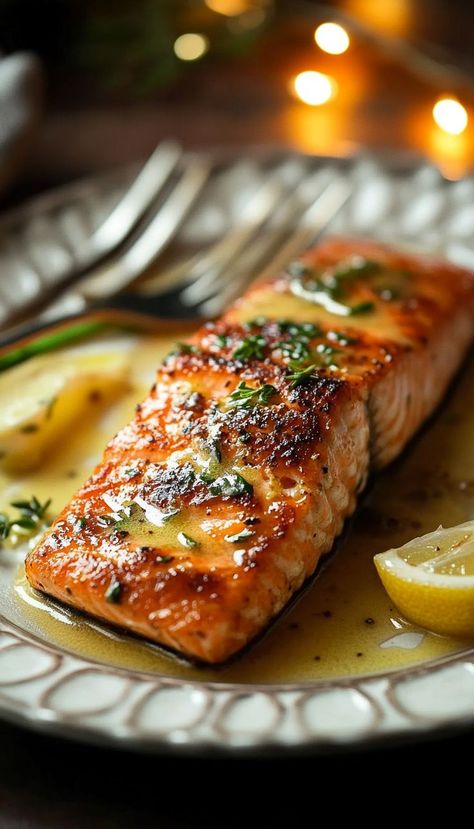 This garlic butter salmon is quick, simple, and full of flavor. In just minutes, you can have a perfectly cooked piece of salmon with a rich, buttery garlic sauce that makes each bite melt in your mouth. It’s the perfect dinner option when you’re short on time but still craving something delicious. The garlic and lemon elevate the natural flavors of the salmon, while the butter adds a smooth, indulgent touch. Pair it with roasted vegetables or a salad for a healthy and satisfying meal. Buttery Garlic Sauce, Best Salmon Recipes, Aesthetic Food Recipes, Lemon Butter Salmon, Best Salmon Recipe, Lemon Garlic Butter Sauce, Delicious Salmon Recipes, Best Salmon, Sauce For Salmon