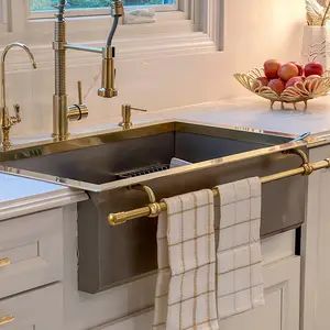 Custom Ltalian Kitchen Sink big sink American retro wash basin Corner large sink ndermount table basin brass sink - AliExpress 13 Sink With Towel Bar, Bar Farmhouse, Brass Sink, Handmade Brass, Towel Bar, Wash Basin, Brass Finish, Kitchen Sink, Kitchen Accessories