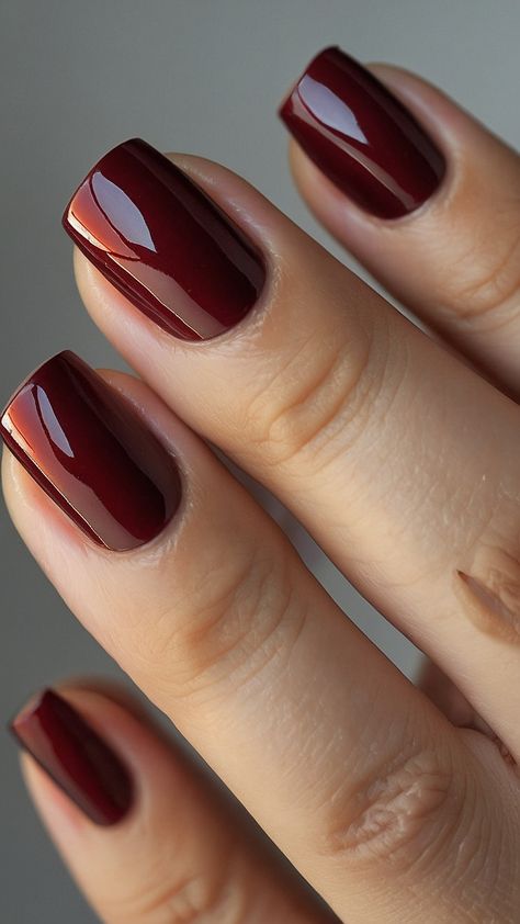 Achieve the perfect burgundy nails with these stunning dark red design ideas Explore classy black and short French tip designs and get inspired with unique art and polish techniques Create chic French designs and stand out with chrome and acrylic short nails Elevate your nail game with these elegant designs today Dark Burgundy Short Nails, Short Square Dark Red Nails, Short Wine Nails, Red Nail French Tips, Dark Red Gel Nails Short, Maroon Nails Short, Cranberry Nail Color, Short French Tip Designs, Dark Wine Nails