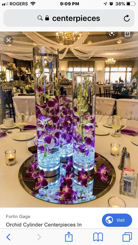 Banquet Centerpieces, Purple Wedding Centerpieces, Floating Candle Centerpieces, Orchid Centerpieces, Purple Wedding Theme, Candle Wedding Centerpieces, Diy Wedding Backdrop, Wedding Floral Centerpieces, Purple Themes