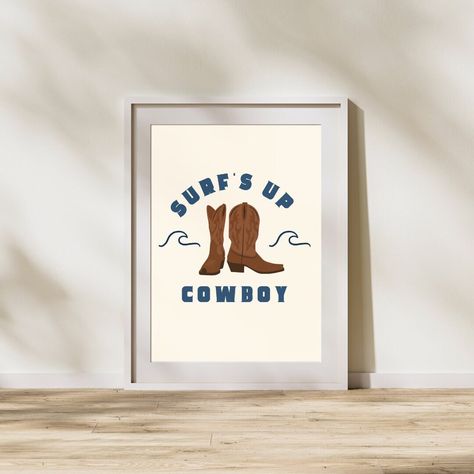 Costal Cowboy Bedroom, Coastal Cowboy Decor, Coastal Cowgirl Wall Art, Coastal Cowgirl Bathroom, Coastal Cowgirl Art, Surfs Up Cowboy, Costal Country, Jen Core, Coastal Cowgirl Bedroom