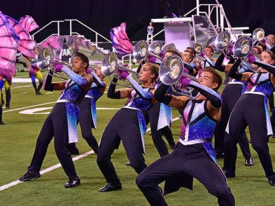 2017 DCI Champions Blue Devils Corps. Blue Orchestra, Marching Band Outfits, Blue Coats Drum Corps, Marching Band Performance, Marching Band Aesthetic Trombone, Blue Devils Drum Corps, Marching Band Cymbals, Flute Problems, Marching Band Problems