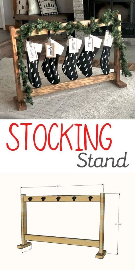 Stockings Without A Fireplace, Stocking Stand, Diy Christmas Wreaths, Christmas Wood Crafts, Drilling Holes, Christmas Wreaths Diy, Christmas Wood, Holiday Diy, Christmas Deco