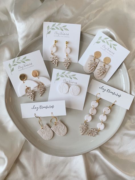 Clay Earrings Bridesmaid, Polymer Clay Earrings Bridesmaids, Custom Made Earrings, Bridal Party Clay Earrings, Wedding Earrings Clay, Formal Polymer Clay Earrings, Diy Bridal Earrings, Stamped Clay Earrings, Bridesmaid Clay Earrings