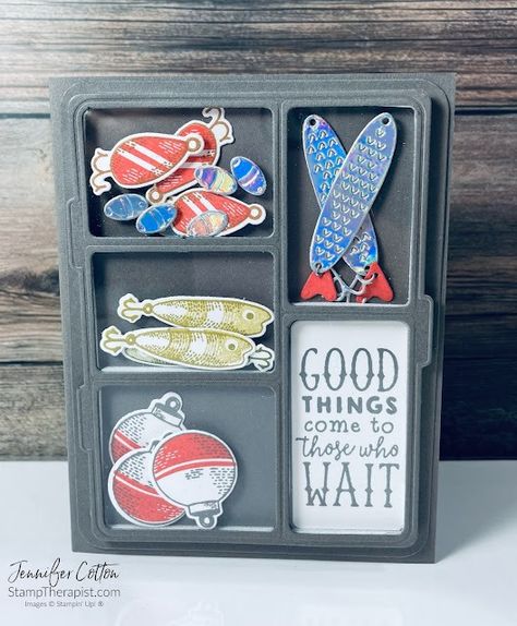 Stampin Up Gnome Birthday Cards, Stampin Up Lets Go Fishing Cards, Su Fishing Cards, Stampin Up Gone Fishing Tackle Box Cards, Stampin Up Gone Fishing Dies, Stampin Up Gone Fishing Card Ideas, Su Gone Fishing, Stampin Up Gone Fishing Cards 2023, Stampin Up Fishing Card Ideas