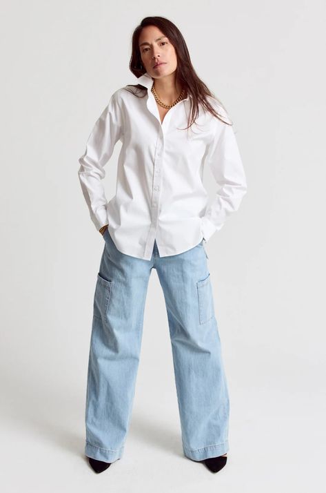 The Shirt by Rochelle Behrens - The Boyfriend Shirt - White Legs Outfit, White Collared Shirt, The Boyfriend, Boyfriend Shirt, Poplin Shirt, Boyfriend Fit, Shirtdress, Bye Bye, Fall 2024