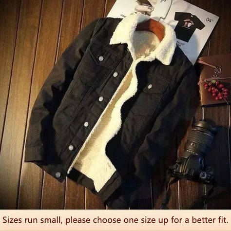 Winter Jeans Jacket, Fleece Denim Jacket, Denim Jacket Fashion, Jean Jacket Men, Mens Jackets Casual, Winter Jeans, Jean Jacket Women, Winter Outfits Men, Denim Jacket Men